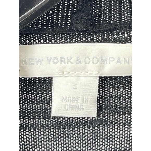 New York & Co Black Open Drape Front Sleeveless Knit Cardigan Sweater Size S - Picture 5 of 13